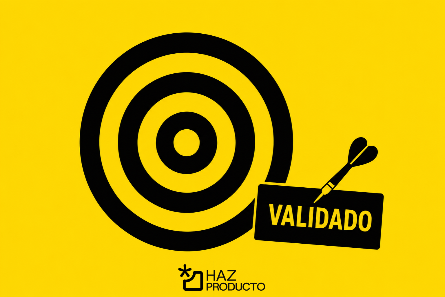 muestra diana y al lado un cartel con validado y un dardo para indicar que la idea está lejos de la necesidad del usuario
